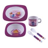 Kit Refeição Infantil 5 Peças Roxo Fada Melamina - Yazi