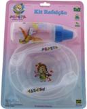 Kit refeição infantil Pepeta com prato, colher, garfo e copo azul - Produto nacional
