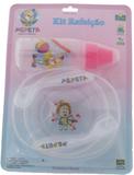 Kit refeição infantil Pepeta com prato, colher, garfo e copo rosa - Produto nacional
