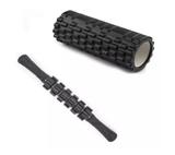 Kit Rolo Liberação Miofascial Massagem e Rolinho Bastão M6 Cor: Preto - Katatop