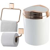 Kit Rosé Gold Banheiro Porta Papel Higiênico Lixeira e Toalheiro - Wp connect