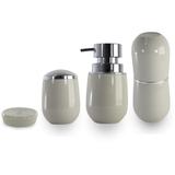 Kit Saboneteira Porta Escovas Sabonete Liquido 4 Peças Bege - Ou