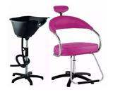 Kit Salão Cabeleireiro Básico: Cadeira + Lavatório ROSA - Dompel