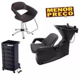 Kit Salão Cadeira Primma + Lavatório Champ + Carrinho Dompel