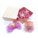 Kit Sapatinho Bebe Rn Presente Cha De Bebe Menina Com Faixa De Cabelo Lacinho Bege - Hamy