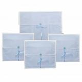Kit Saquinhos Maternidade 4 Peças para Roupas Duplo Tule Poá Azul e Branco com Pérolas - Mais que baby