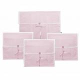 Kit Saquinhos Maternidade 4 Peças para Roupas Duplo Tule Poá Rosa e Branco com Pérolas - Mais que baby