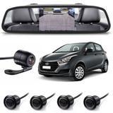 Kit sensor de estacionamento camera de ré retrovisor HB20 preto - H-tech