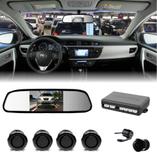 Kit Sensor De Estacionamento Preto + Camera Ré + Retrovisor - Etech