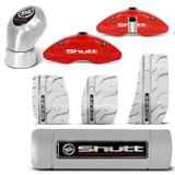 Kit Shutt Capa de Pinça Freio Vermelho 2 Peças + Jogo Pedaleiras + Manoplas Câmbio e Freio Universal