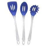 Kit Silicone Utensilio Cozinha Espatula Pegador Massa Colher Azul (kit7-sili-14-15-16) - Braslu