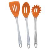 Kit Silicone Utensilio Cozinha Espatula Pegador Massa Colher Laranja (kit7-sili-14-15-16) - Braslu