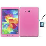 Kit Skin Adesivo Protetor Galaxy Tab E - T560/T561 / Caneta Touch + Pel Vidro (Rosa Claro) - Skin t18