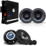 Kit Som Automotivo 300W RMS com Amplificador, Kit 2 Vias 6 e Coaxial 6 - Audiophonic