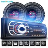 Kit Som Carro Radio Bluetooth Mp3 Usb + 2 Alto Falante 6 Pol 110W RMS - Uberparts