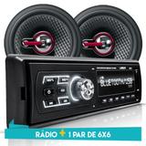 Kit Som Carro Radio Bluetooth Mp3 Usb + 2 Alto Falante 6 Pol 110W RMS - Uberparts