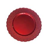 Kit Sousplat Floral Vermelho 33 cm 6 unidades Class Home