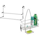 Kit Suporte Para Shampoo Sabonete Toalheiro Duplo 45cm de Box Cromado - Future