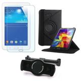 Kit Suporte Tablet Carro Galaxy Tab 3 7.0' Lite T110 + Película Vidro +Capa Giratória - Armyshield