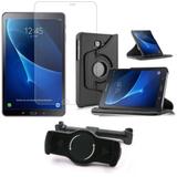 Kit Suporte Tablet Carro Galaxy Tab A 10.1' P585 + Película Vidro +Capa Giratória - Armyshield
