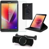 Kit Suporte Tablet Carro Galaxy Tab A 8.0' T380/T385 + Película Vidro +Capa Giratória - Armyshield