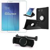 Kit Suporte Tablet Carro Galaxy Tab E 9.6' T560 T561 + Película Vidro +Capa Giratória - Armyshield