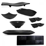 Kit Sushi 8 Pecas com Pratos Molheiras e Travessas Melamina / Plastico Utilgoods