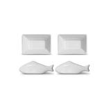 Kit Sushi Porta Shoyo e Porta Hashi Cerâmica branca 4 peças - Scalla