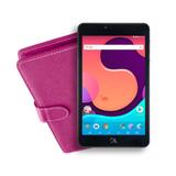 Kit Tablet DL Creative Tab 7" QuadCore Wi-Fi 1GB/8GB Branco Com Capa Teclado de Couro Rosa Micro USB