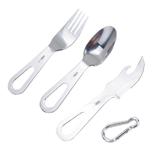 Kit Talheres Abridor Colher Garfo Faca Inox Azteq + Bolsa