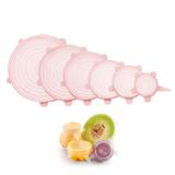 Kit tampa elastica de silicone com 6 tampas 7 / 10 / 12 / 15 / 17 / 20cm rosa - Casita