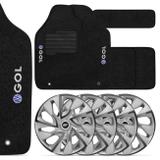 Kit Tapete Carpete Gol G5 2009 a 2012 + Jogo de Calotas Aro 14 Prata - Prime