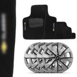 Kit Tapete Corsa Classic 03 a 13 Preto + Calota Esportiva Prime Aro 13 Prata e Grafite