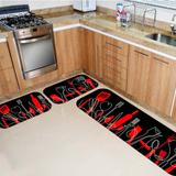 Kit Tapete de Cozinha Talheres Vermelho - Love Decor