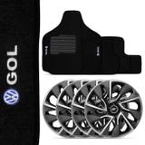 Kit Tapete Gol G2 G3 96 a 05 Preto + Calota Esportiva DS4 Aro 14 Grafite e Prata - Prime