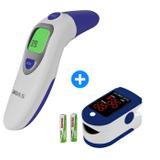 Kit Termômetro Digital Medição Oxigênio Temperatura Febre Líquidos + Oximetro Digital Dedo - Boas