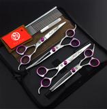Kit Tesouras Banho E Tosa Pet Shop Profissional - Purple dragon