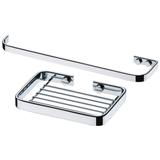Kit Toalheiro de Parede 30cm Saboneteira Fixação Parafuso - Cromado - Future