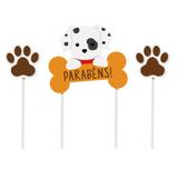 Kit Topo de Bolo Festa Cachorrinhos 02 unidades Cromus - Festabox