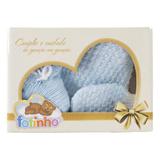 Kit touca, luva , sapato recem nascido azul bebe - Fofinho