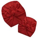 Kit Touca Turbante 2 Peças Mãe e Filha Zoe Malha Gel Laço Vermelho - Mais que baby