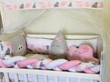 Kit Trança Berço Americano Nuvem Rosa 12 Peças - Bebê enxovais
