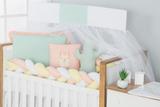 Kit Trança Mini Berço Lhama Salmão 10 Peças - Sonho encantado