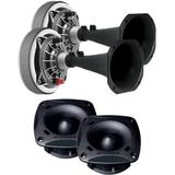 Kit Trio Selenium Com 2 Driver D250 Trio 200W RMS 2 Super Tweeter St200 Total 400W RMS 2 Cornetas 04 Capacitores Grátis