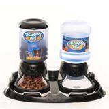 Kit Truqys Pets Automático Bandeja + Comedouro + Bebedouro Preto