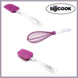 Kit Utensílios 3pcs Silicone Roxo Cabo Transp. Silicook