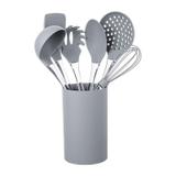 Kit Utensílios de Silicone + Acrílico 7 Peças Cinza Euro