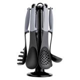 Kit Utensílios Euro Home 7 Peças Nylon Com Cabo Acrílico Cinza