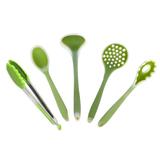 Kit Utensílios Inteiriços em Silicone Verde 5 Pçs - Jfz