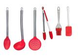 Kit Utensílios Silicone 6 Peças Colher Pegador De Carne - Clink